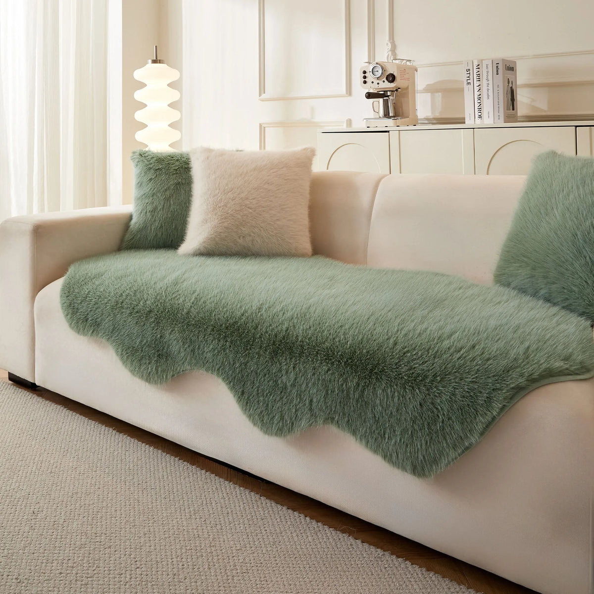 Scandi Faux Fur Sofa Seat Cover