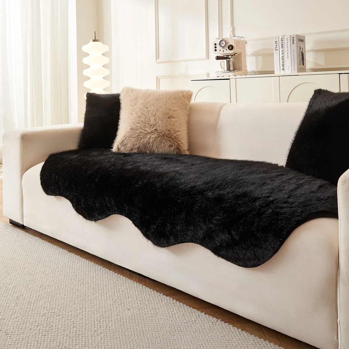 Scandi Faux Fur Sofa Seat Cover