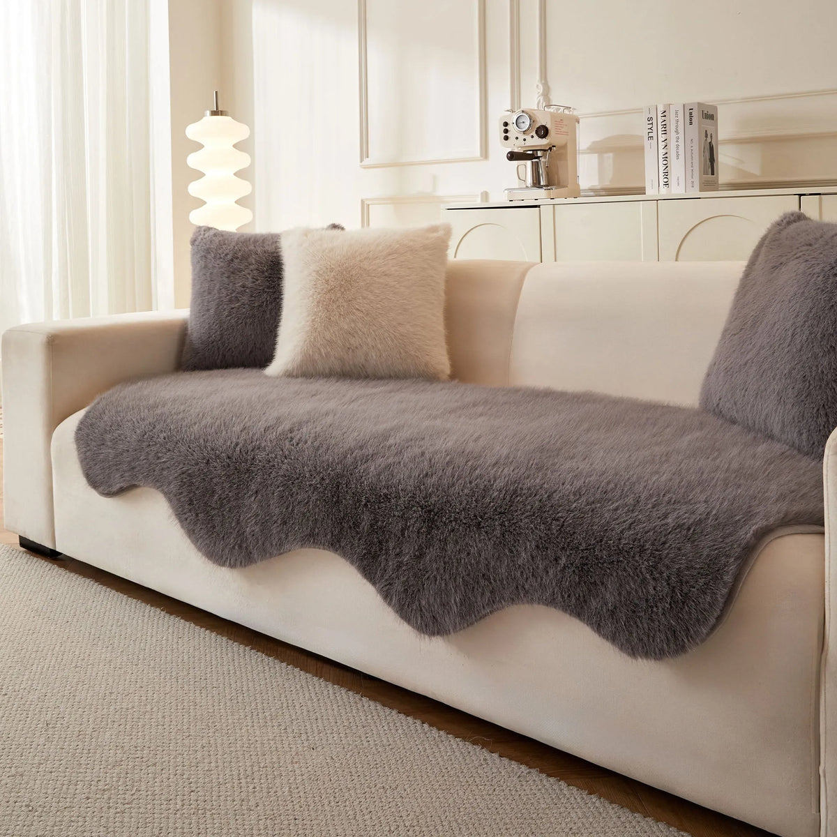 Scandi Faux Fur Sofa Seat Cover