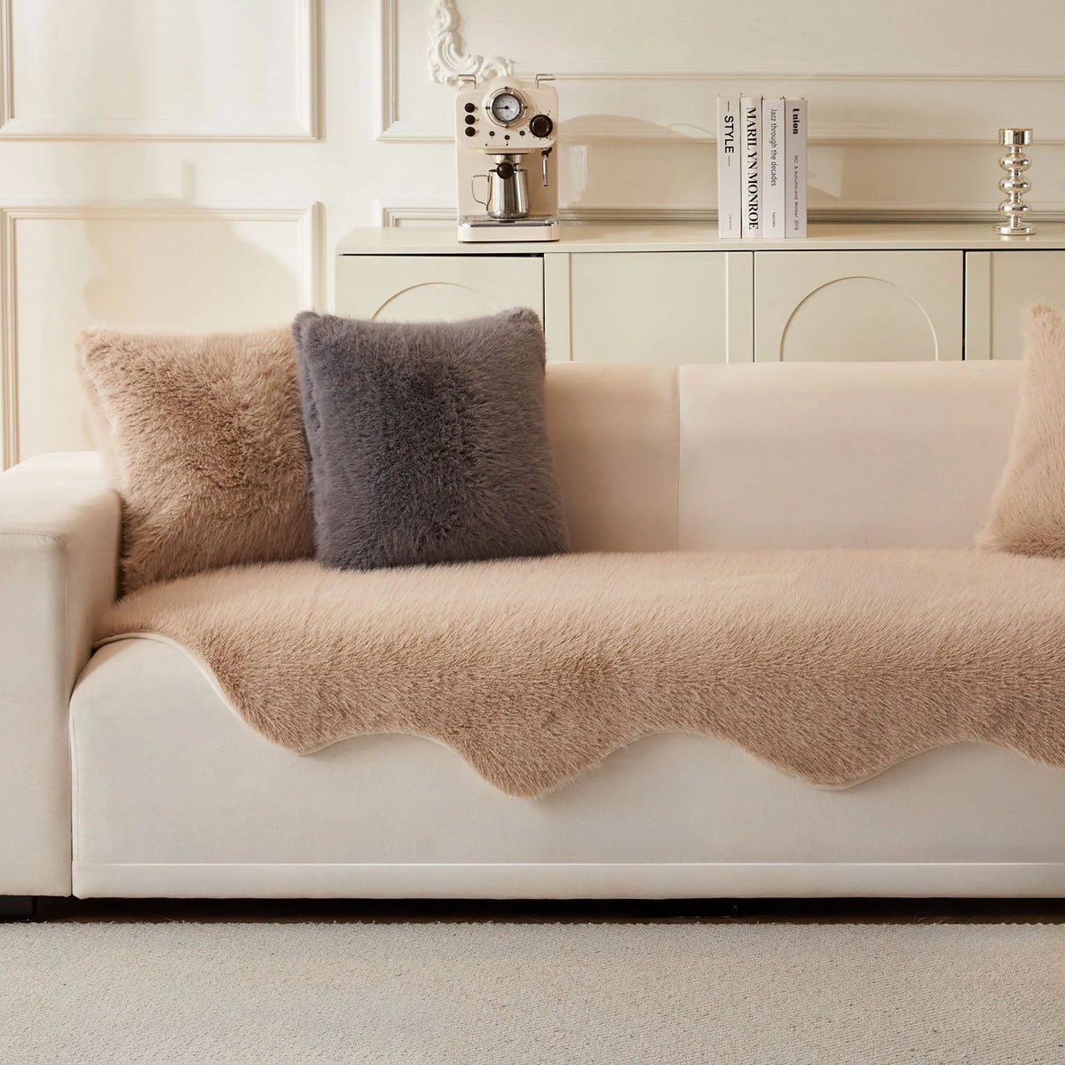 Scandi Faux Fur Sofa Seat Cover