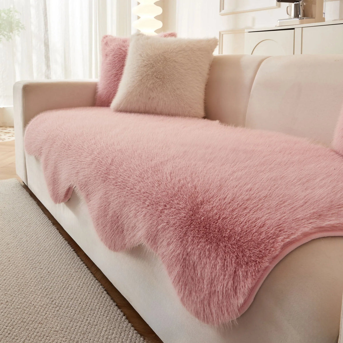 Scandi Faux Fur Sofa Seat Cover