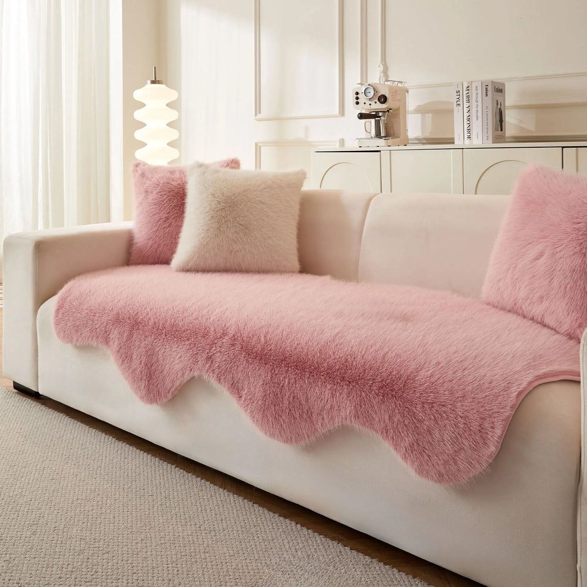 Scandi Faux Fur Sofa Seat Cover