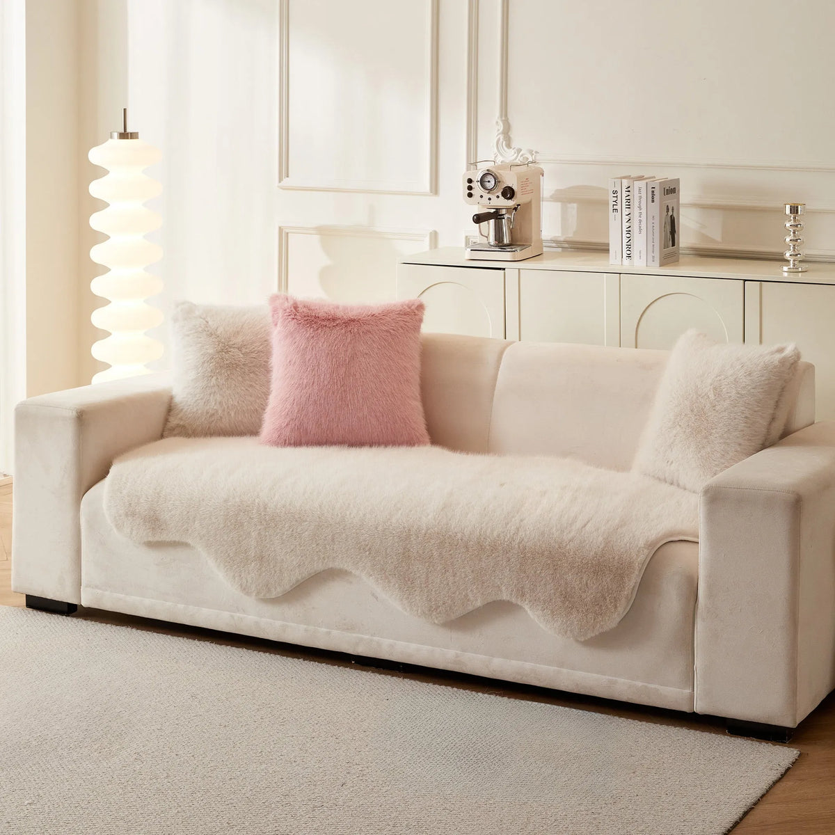 Scandi Faux Fur Sofa Seat Cover