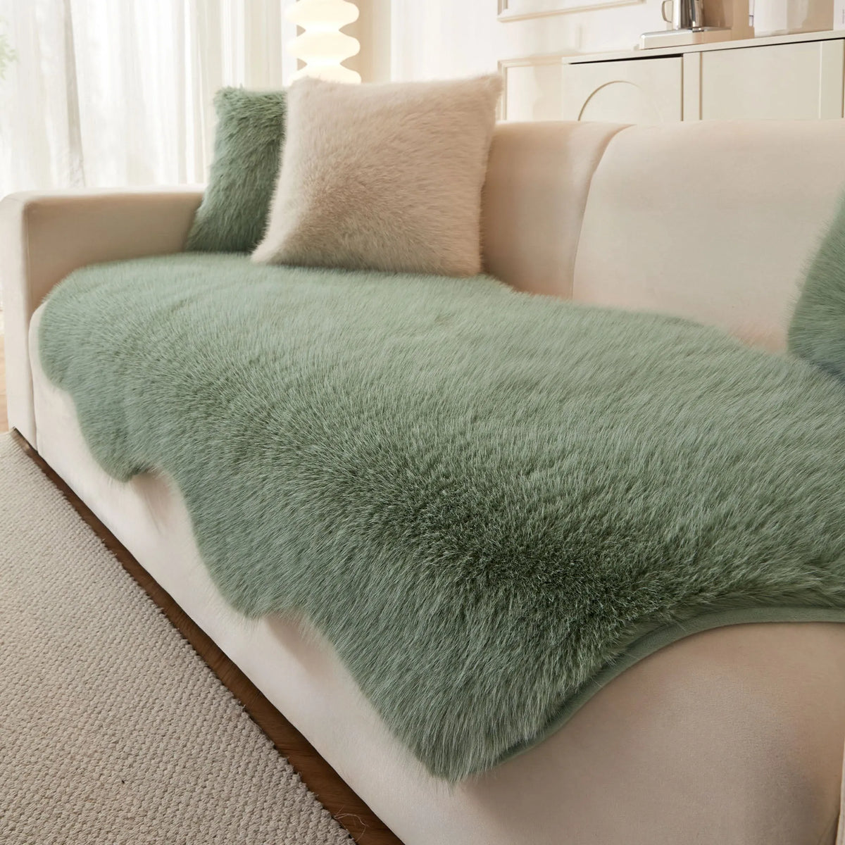 Scandi Faux Fur Sofa Seat Cover