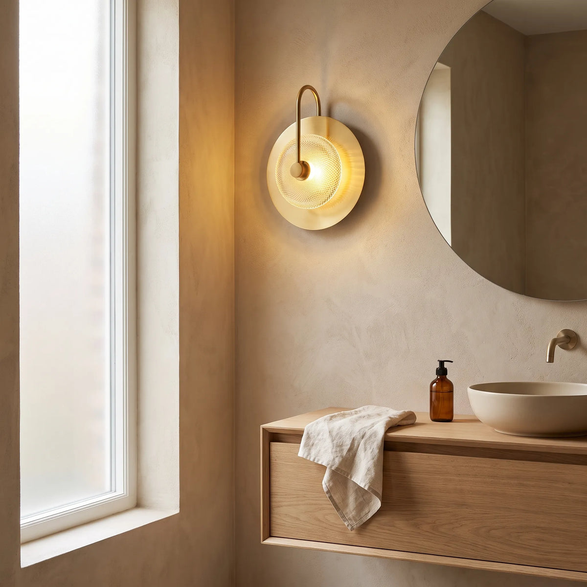 Scandinavian Brass Glass Wall Light