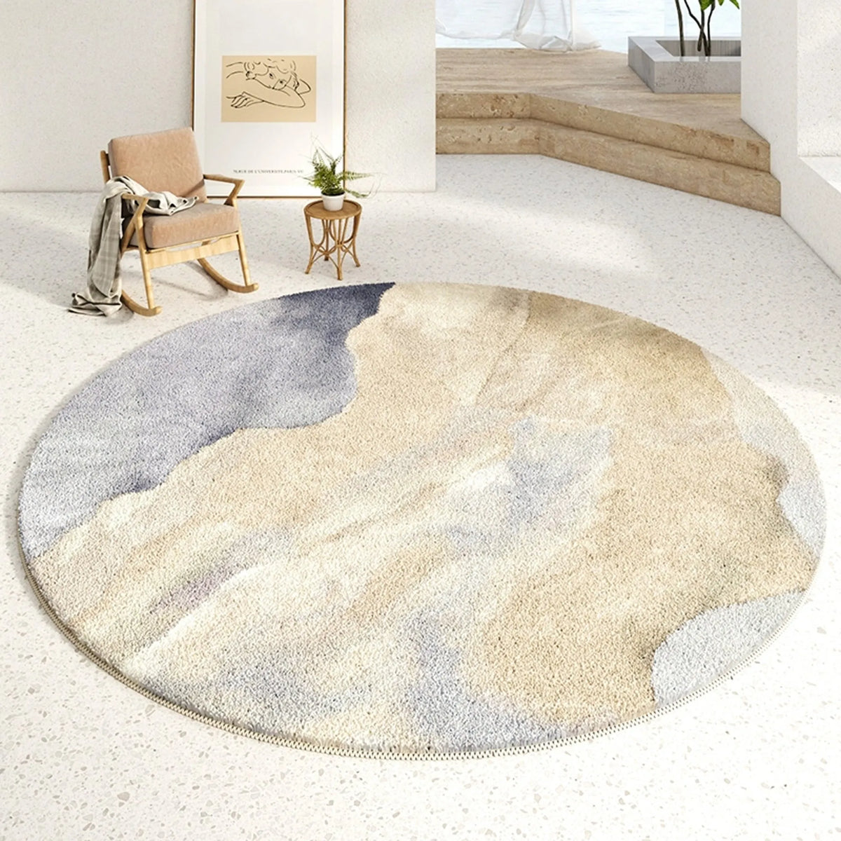 Serene Flowing Abstract Round Rug