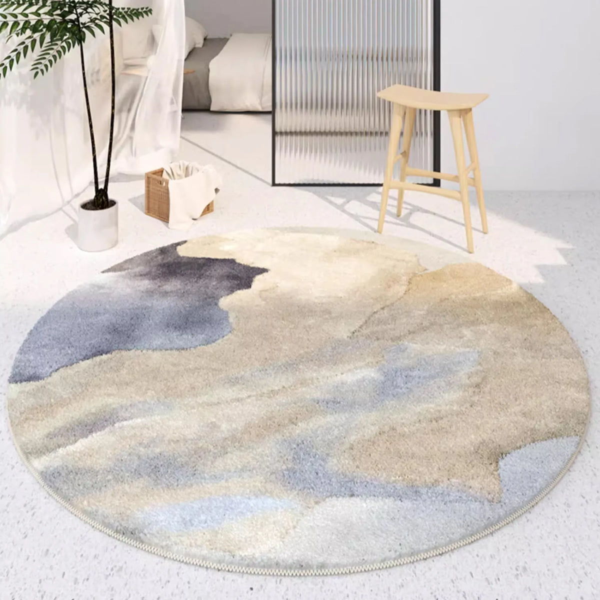 Serene Flowing Abstract Round Rug