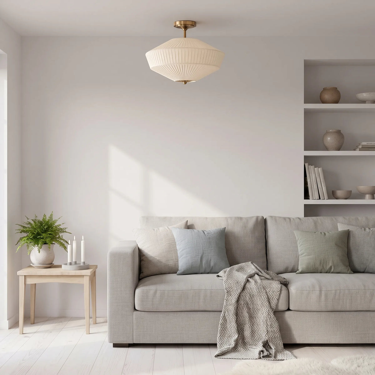 Silk Drum Semi-Flush Ceiling Light