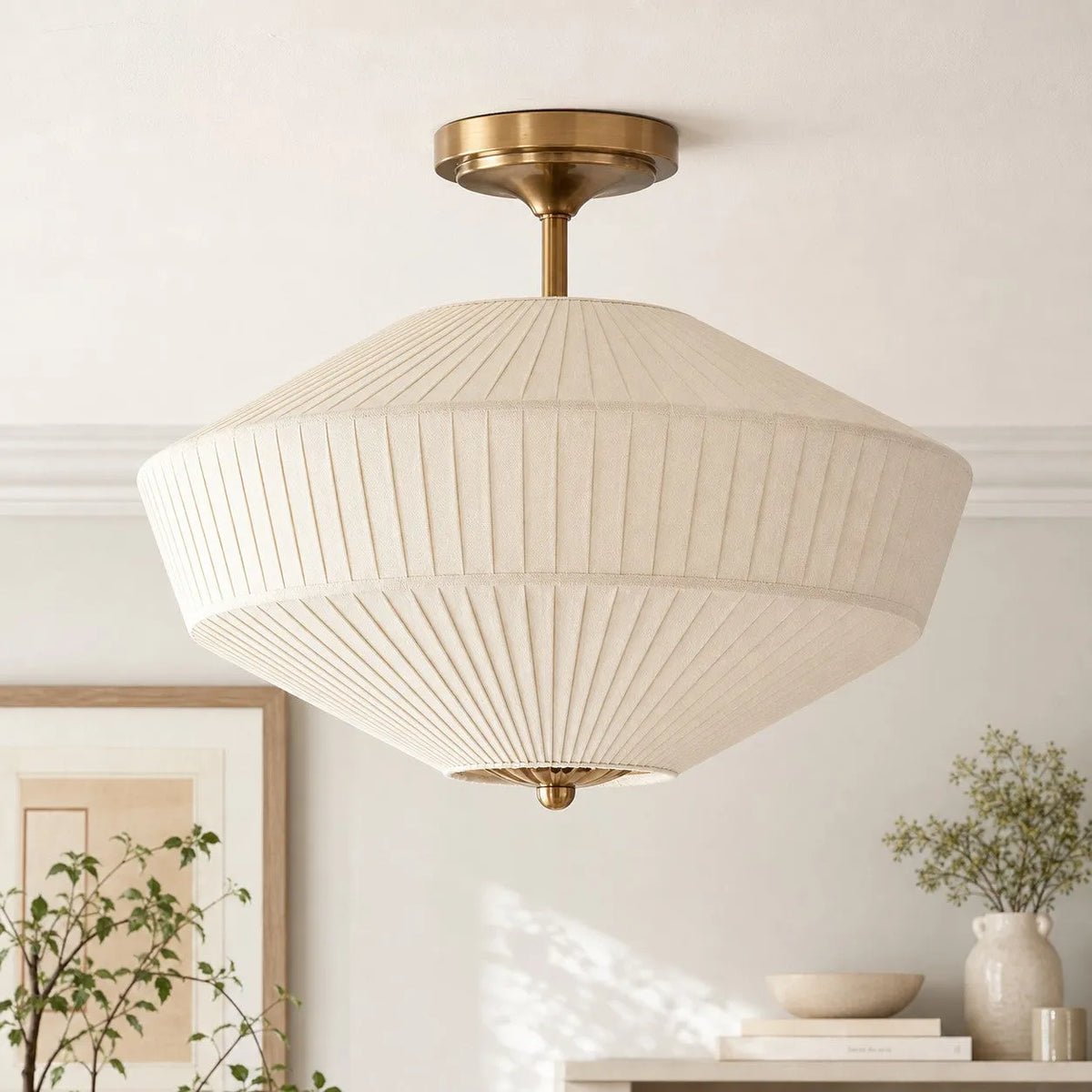 Silk Drum Semi-Flush Ceiling Light