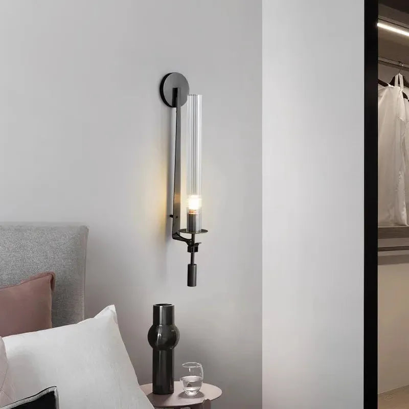 Slim Iron and Glass Wall Lamp
