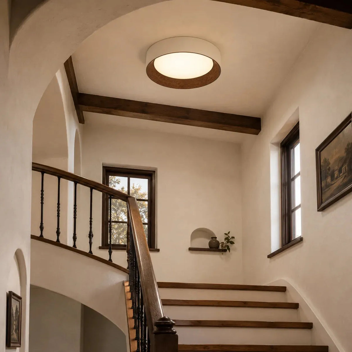 Slim Wood-Edge LED Ceiling Light