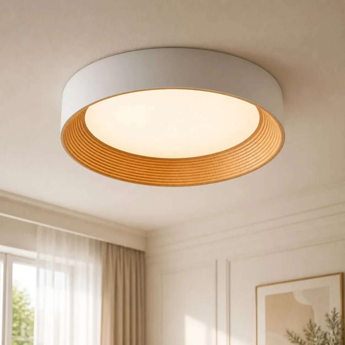 Slim Wood-Edge LED Ceiling Light