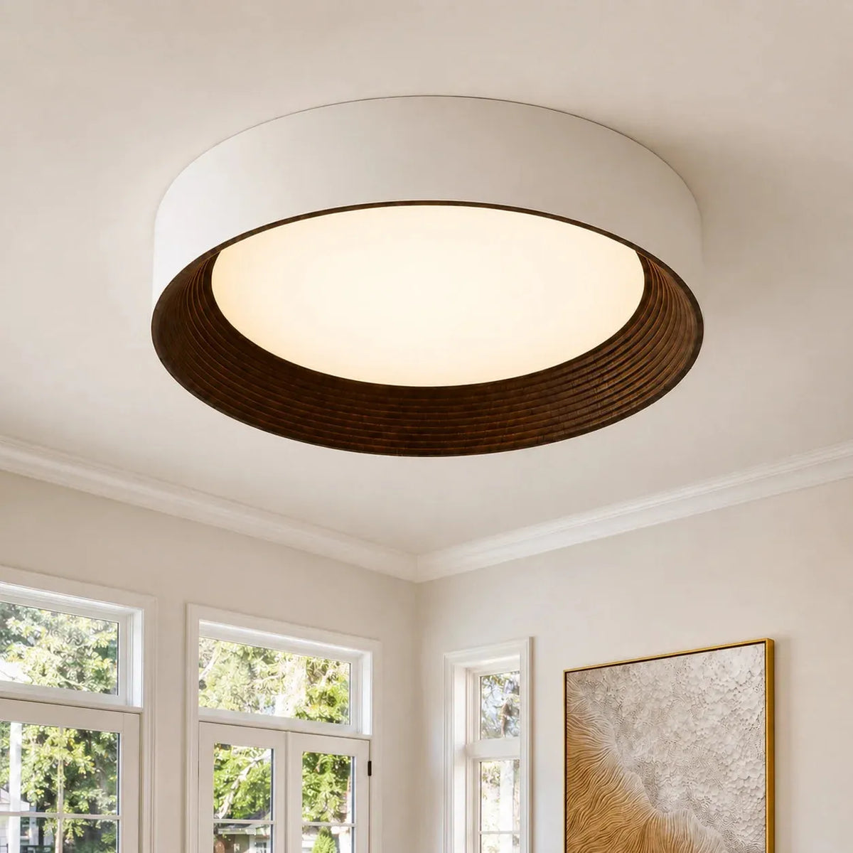 Slim Wood-Edge LED Ceiling Light