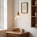Small Glass Pendant Lamp, Brass