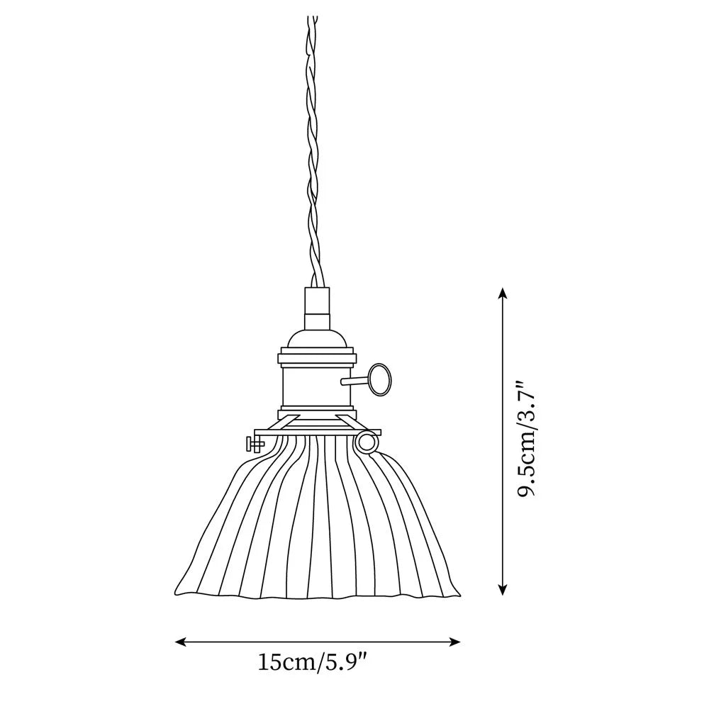 Small Glass Pendant Lamp, Brass