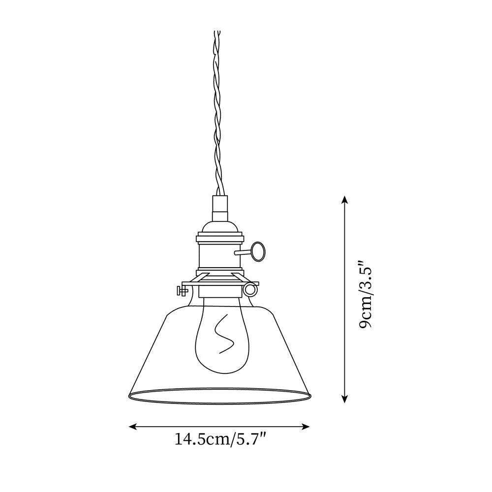 Small Glass Pendant Lamp, Brass
