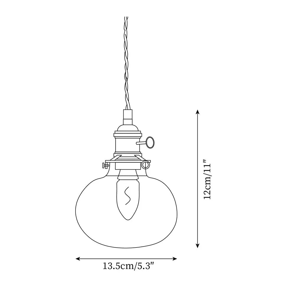 Small Glass Pendant Lamp, Brass