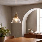 Small Glass Pendant Lamp, Brass