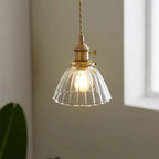 Small Glass Pendant Lamp, Brass