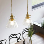 Small Glass Pendant Lamp, Brass