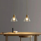 Small Glass Pendant Lamp, Brass