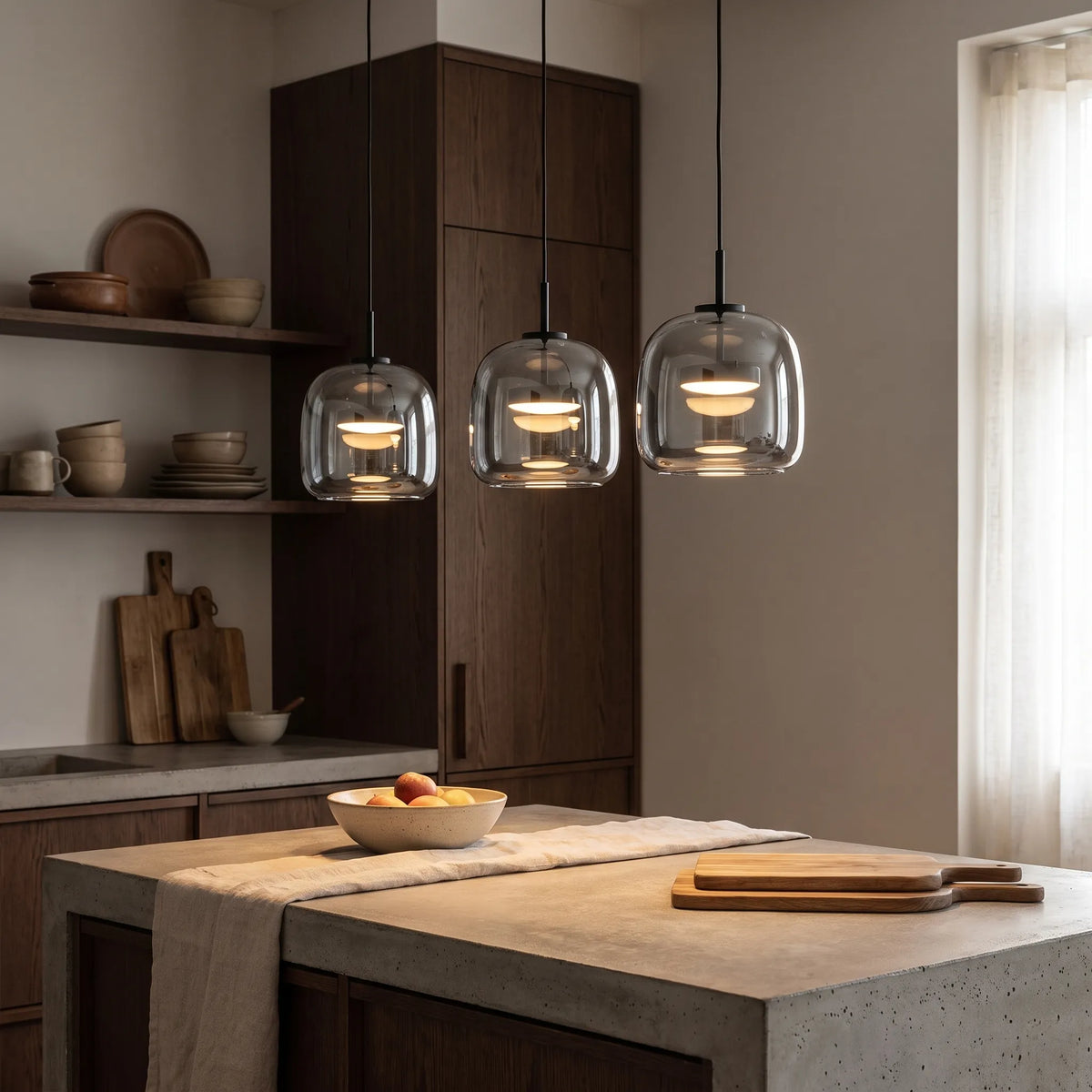 Smoke Glass Globe Pendant Light