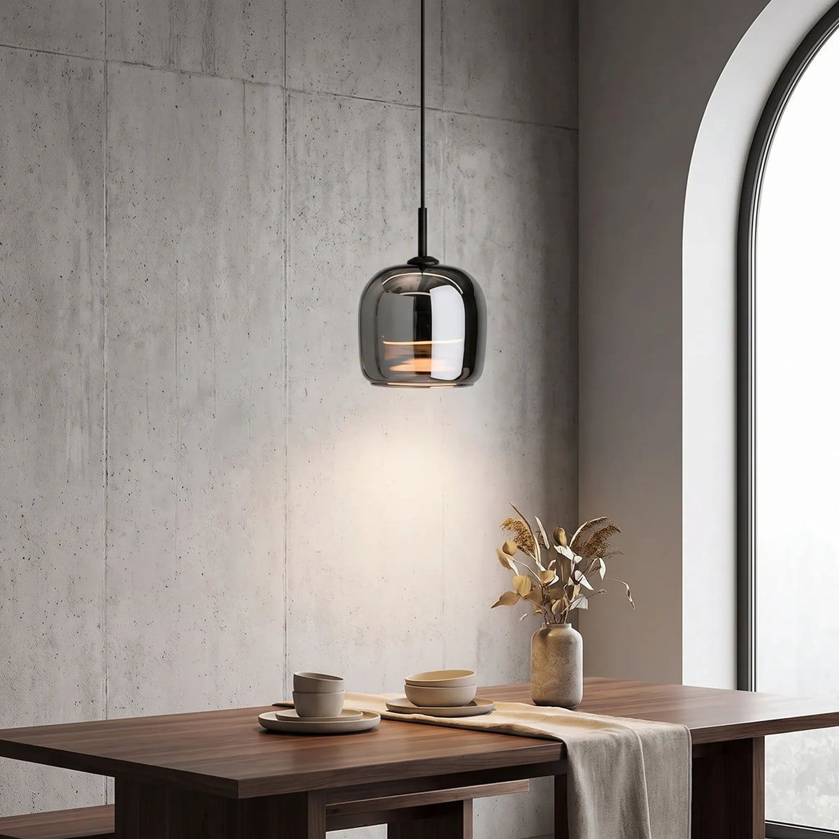 Smoke Glass Globe Pendant Light