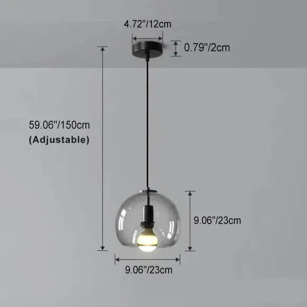 Smoke Grey Glass Dome Pendant