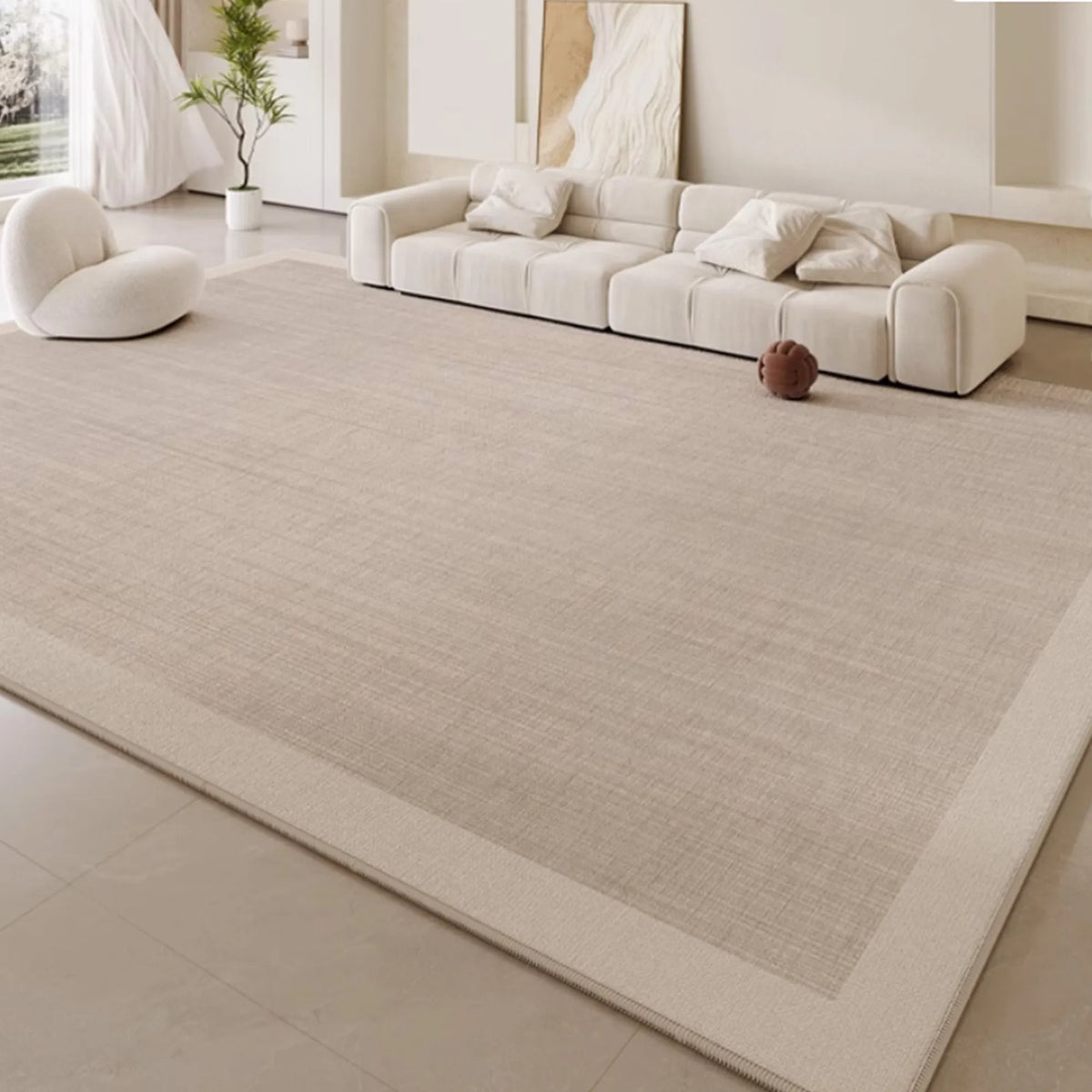 Soft Beige Border Area Rug
