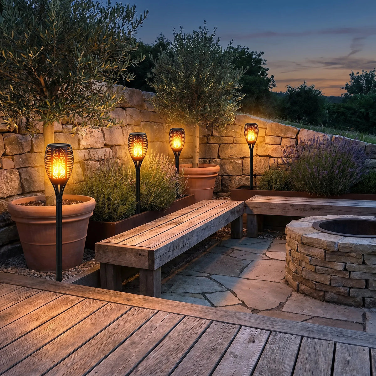 Solar Flickering Flame Torch Lights