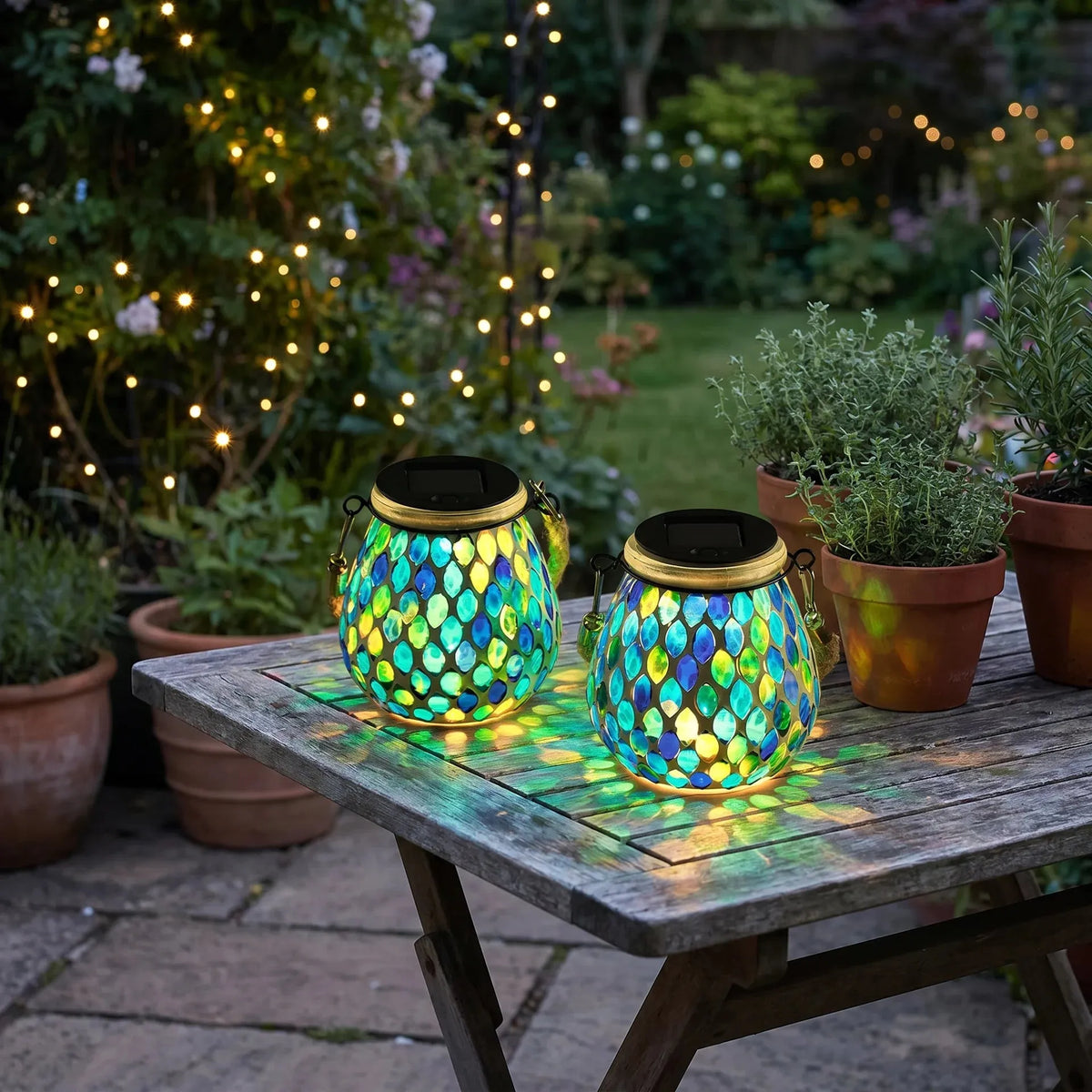 Solar Glass Mosaic Lantern