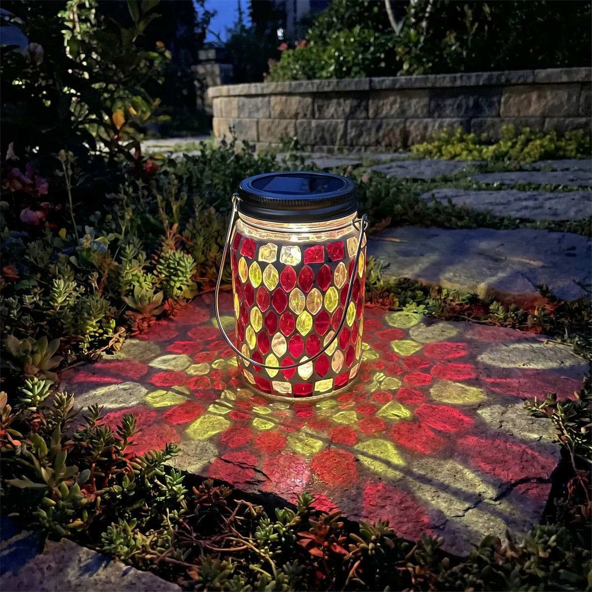 Solar Glass Mosaic Lantern
