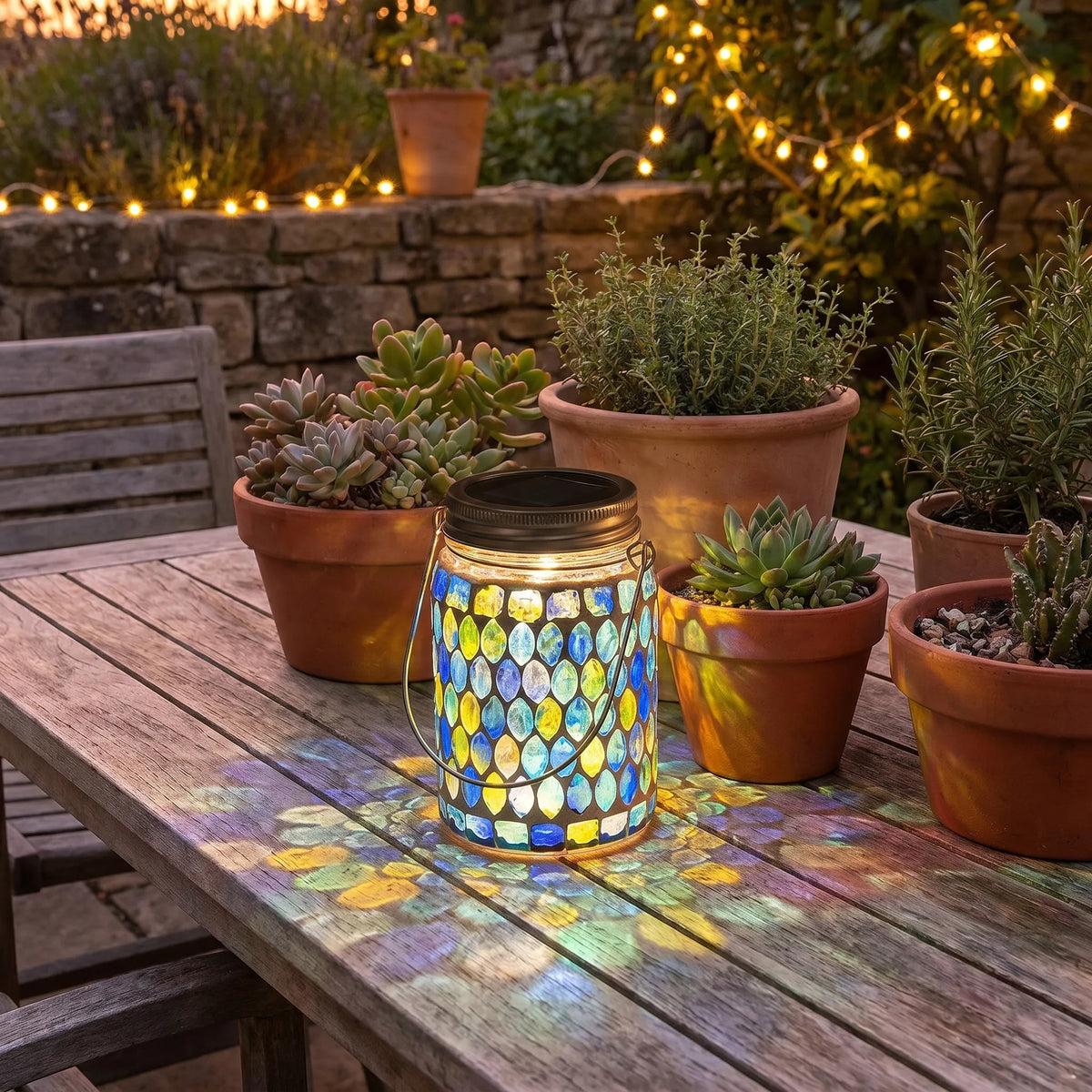Solar Glass Mosaic Lantern