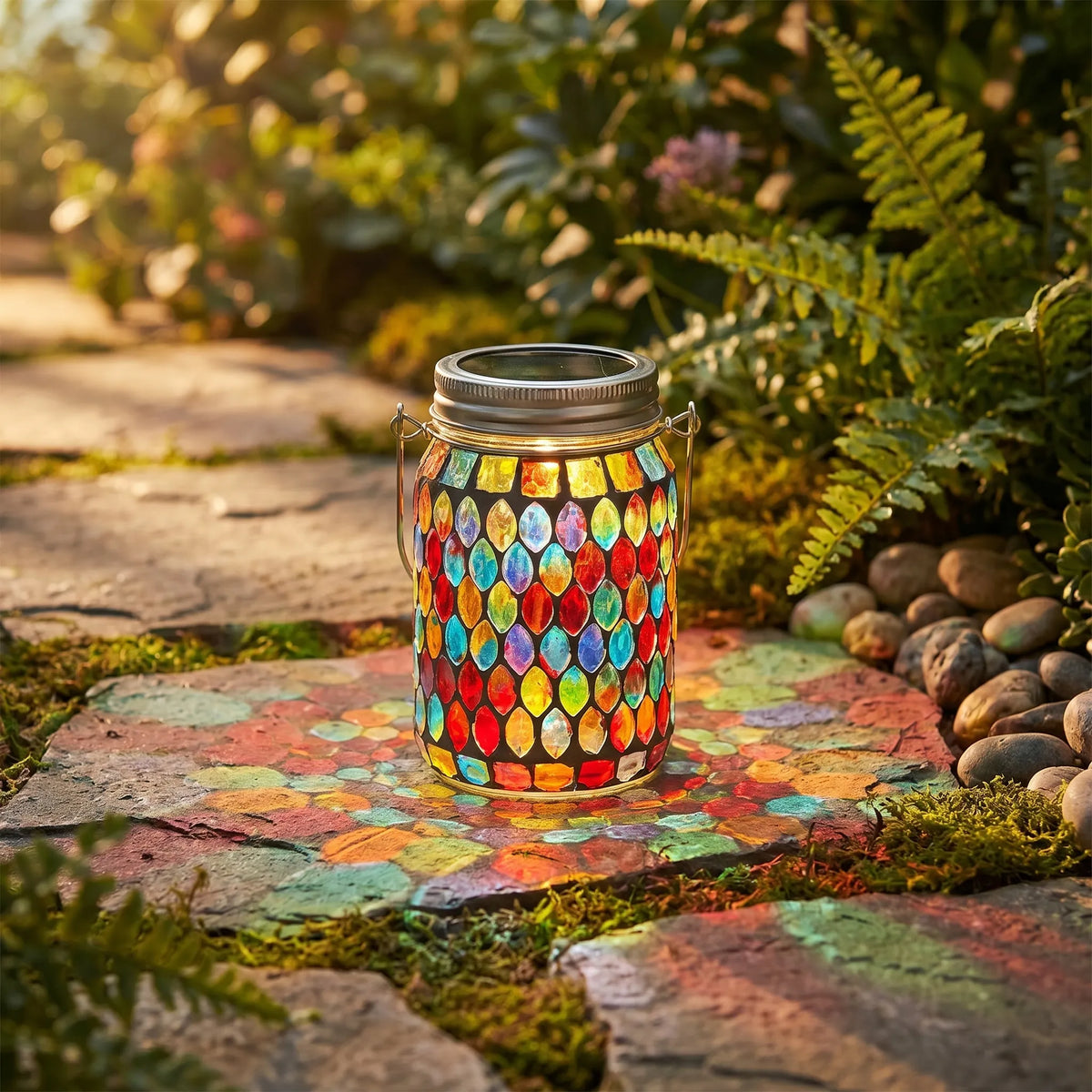 Solar Glass Mosaic Lantern