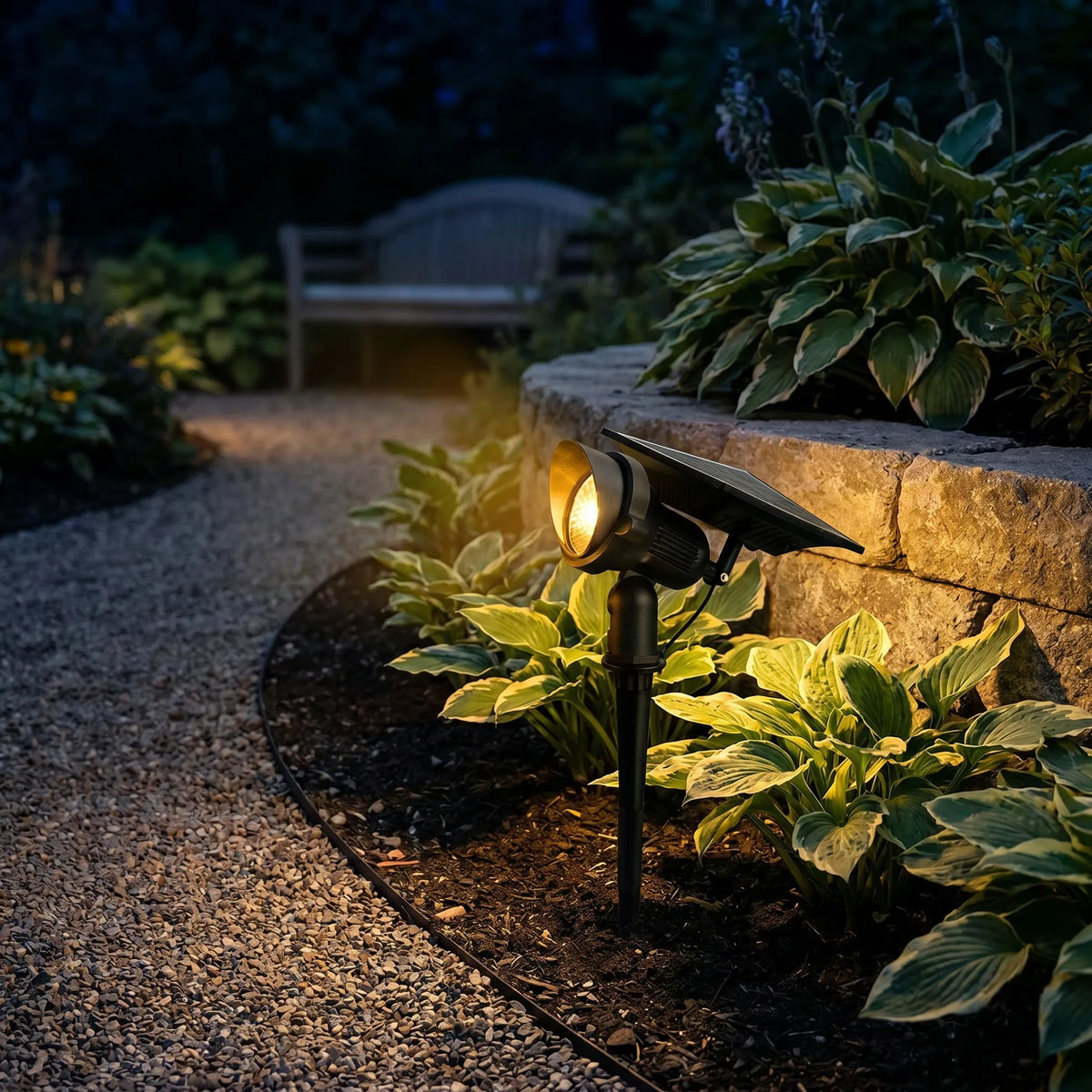 Solar Lawn Spotlight with Adjustable Head