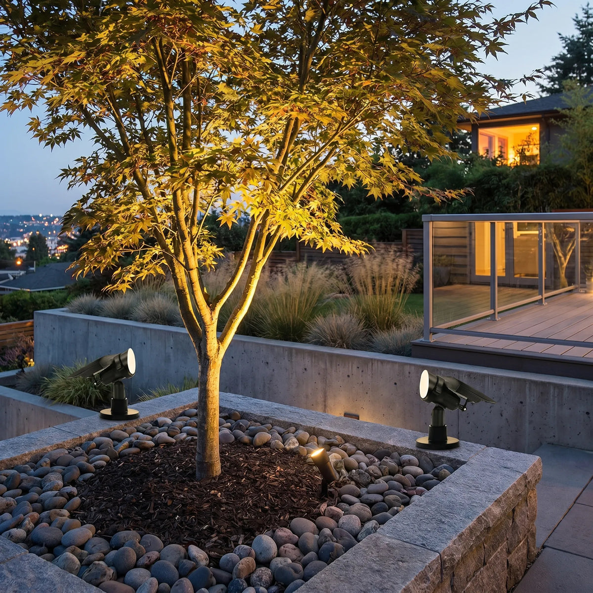 Solar Lawn Spotlight with Adjustable Head