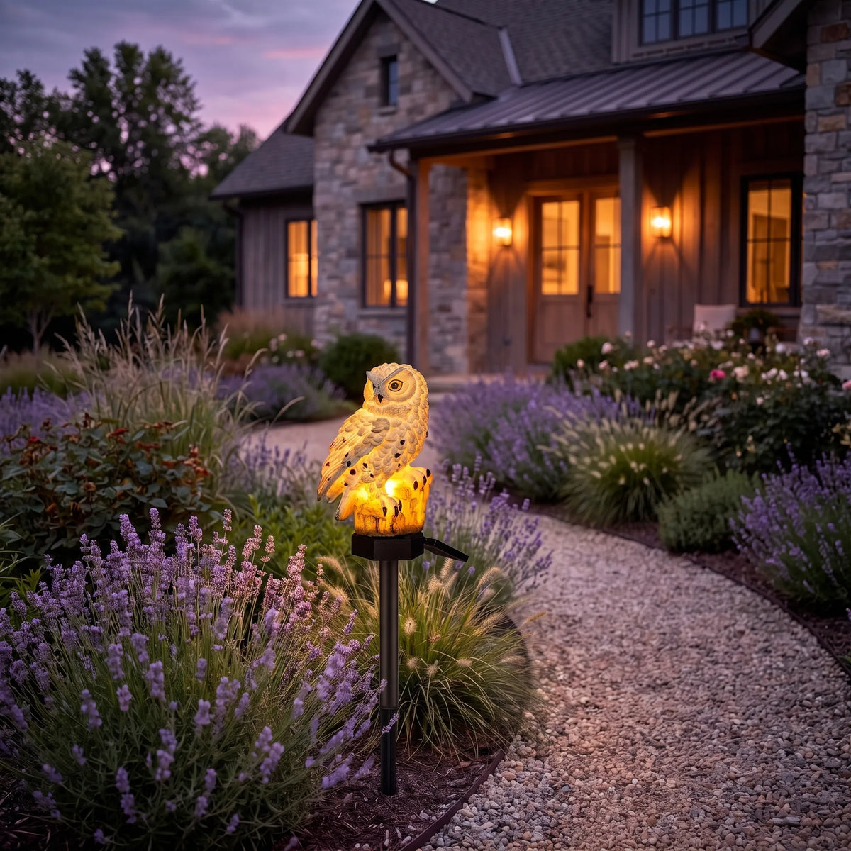 Solar Owl Garden Stake Light