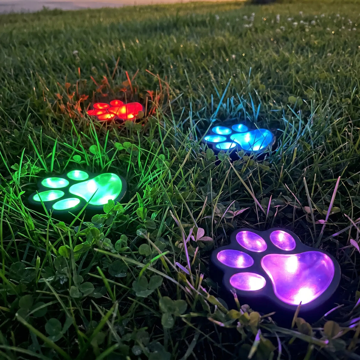 Solar Paw Print Path Lights