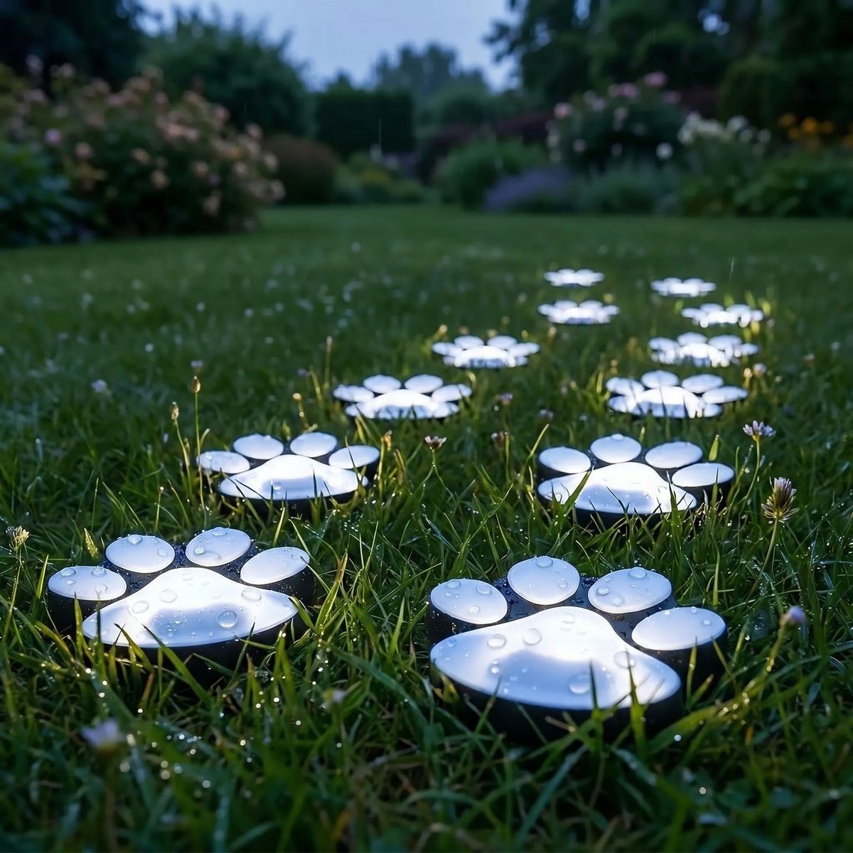 Solar Paw Print Path Lights