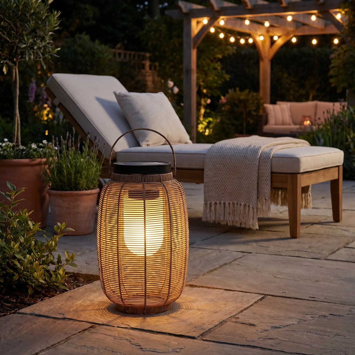 Solar Rattan Garden Lantern