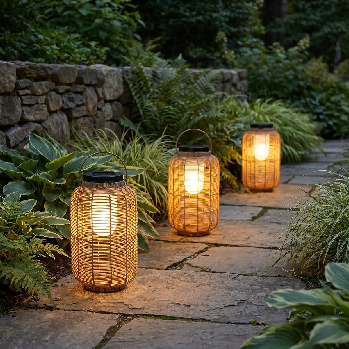Solar Rattan Garden Lantern