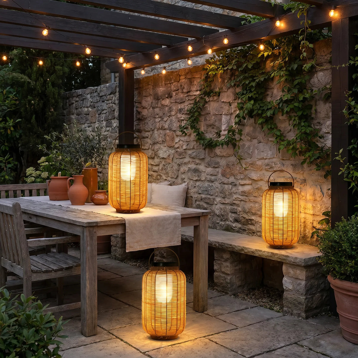Solar Rattan Garden Lantern