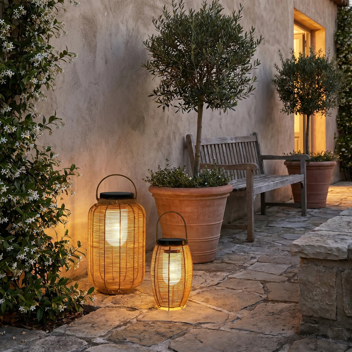 Solar Rattan Garden Lantern