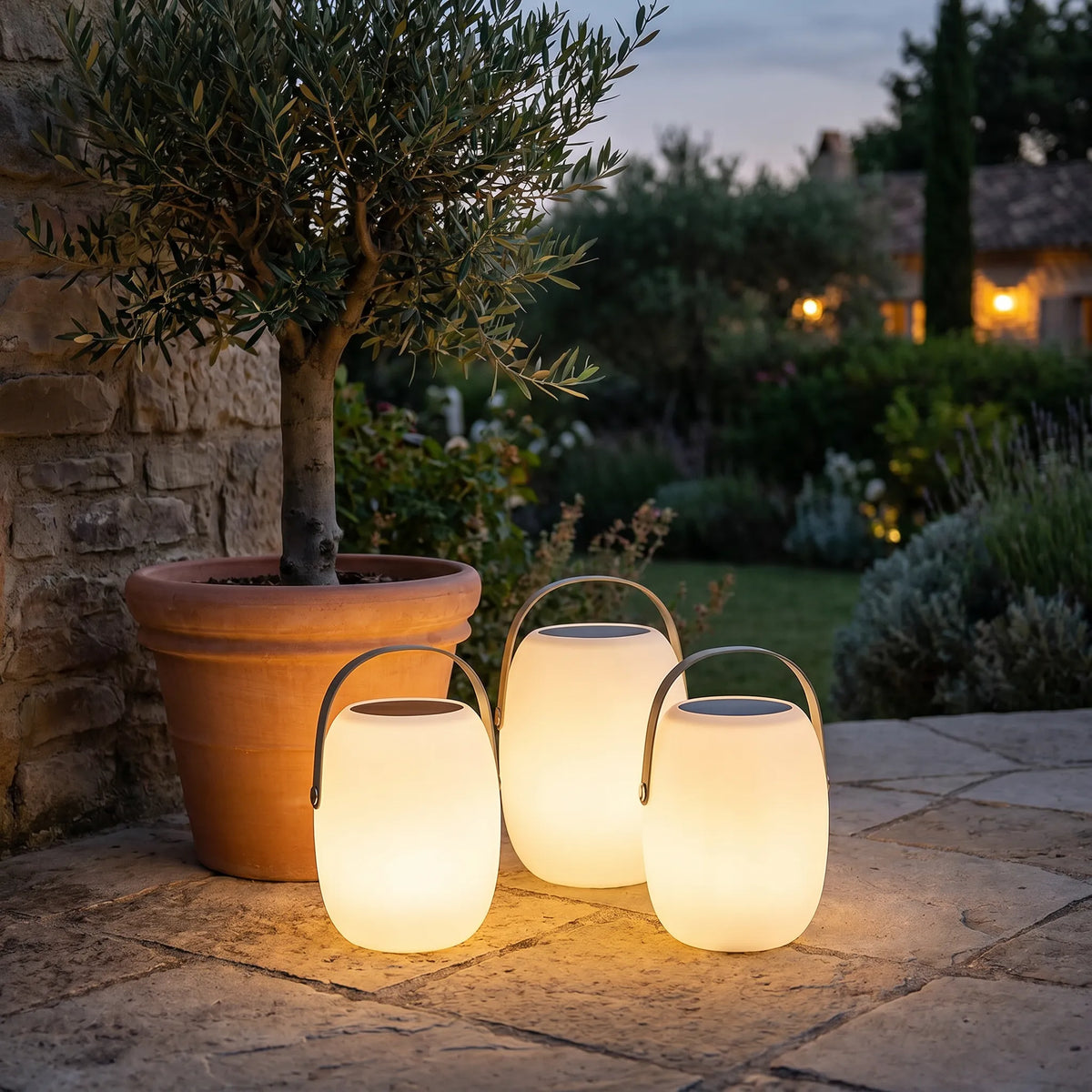 Solar Wood Grain Floor Lantern