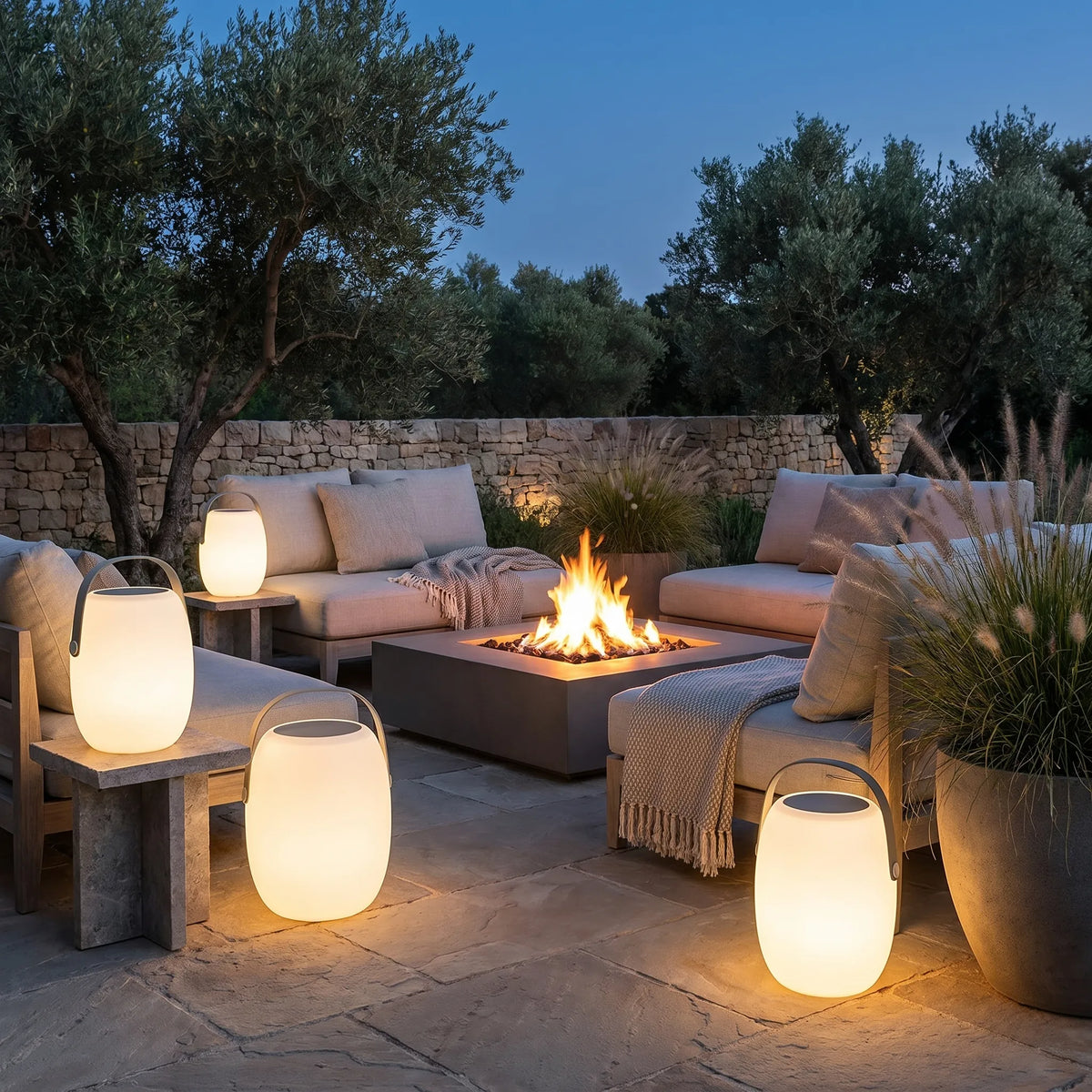Solar Wood Grain Floor Lantern
