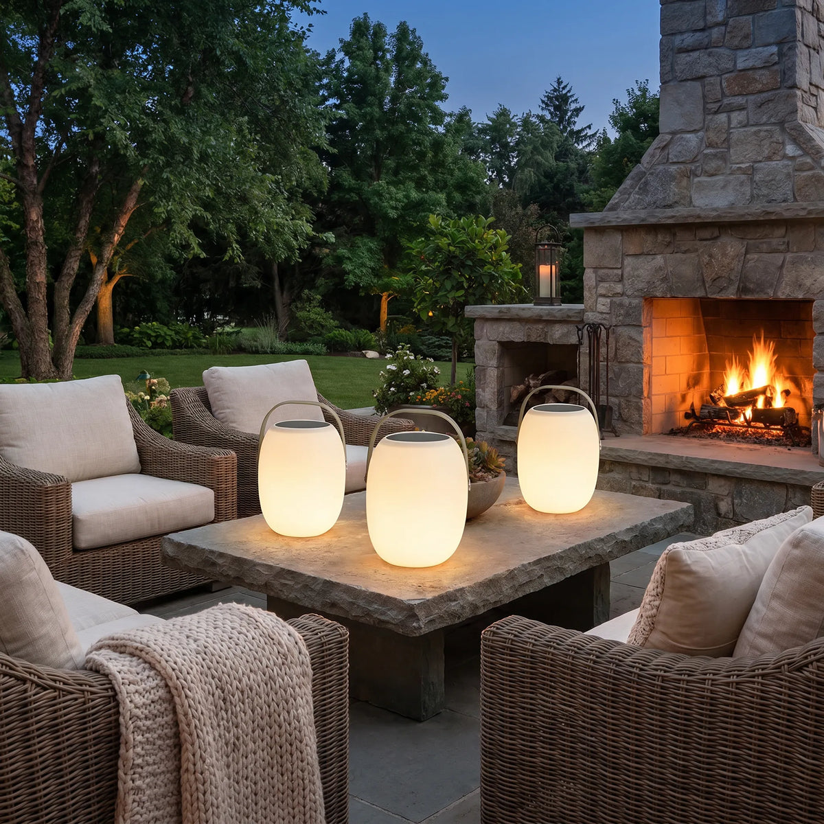 Solar Wood Grain Floor Lantern