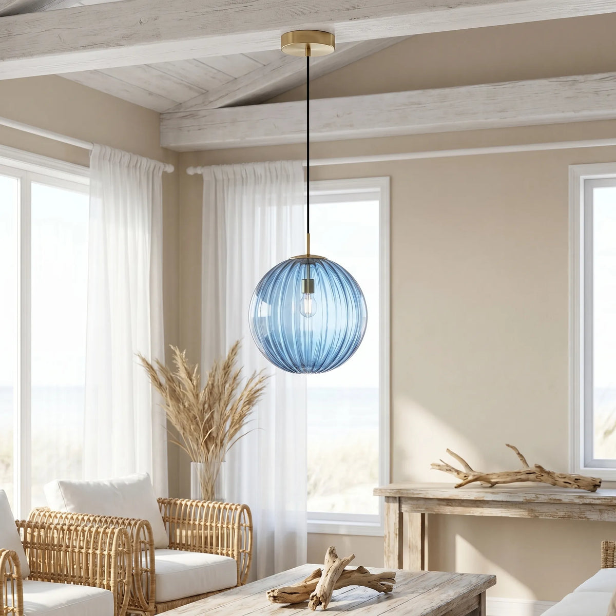 Stained Glass Ball Pendant Light