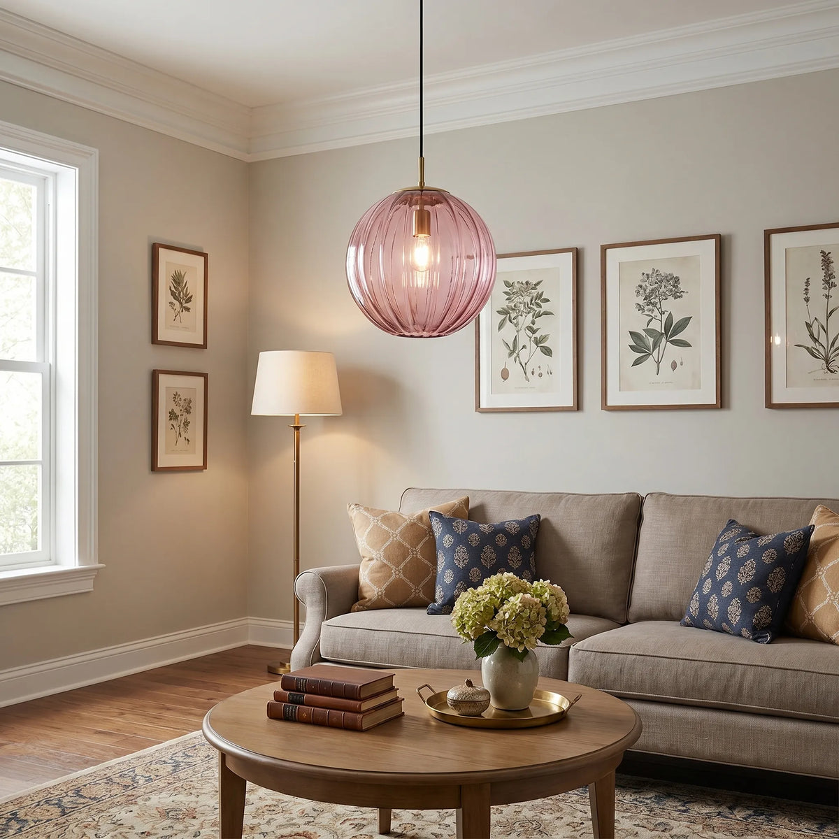 Stained Glass Ball Pendant Light