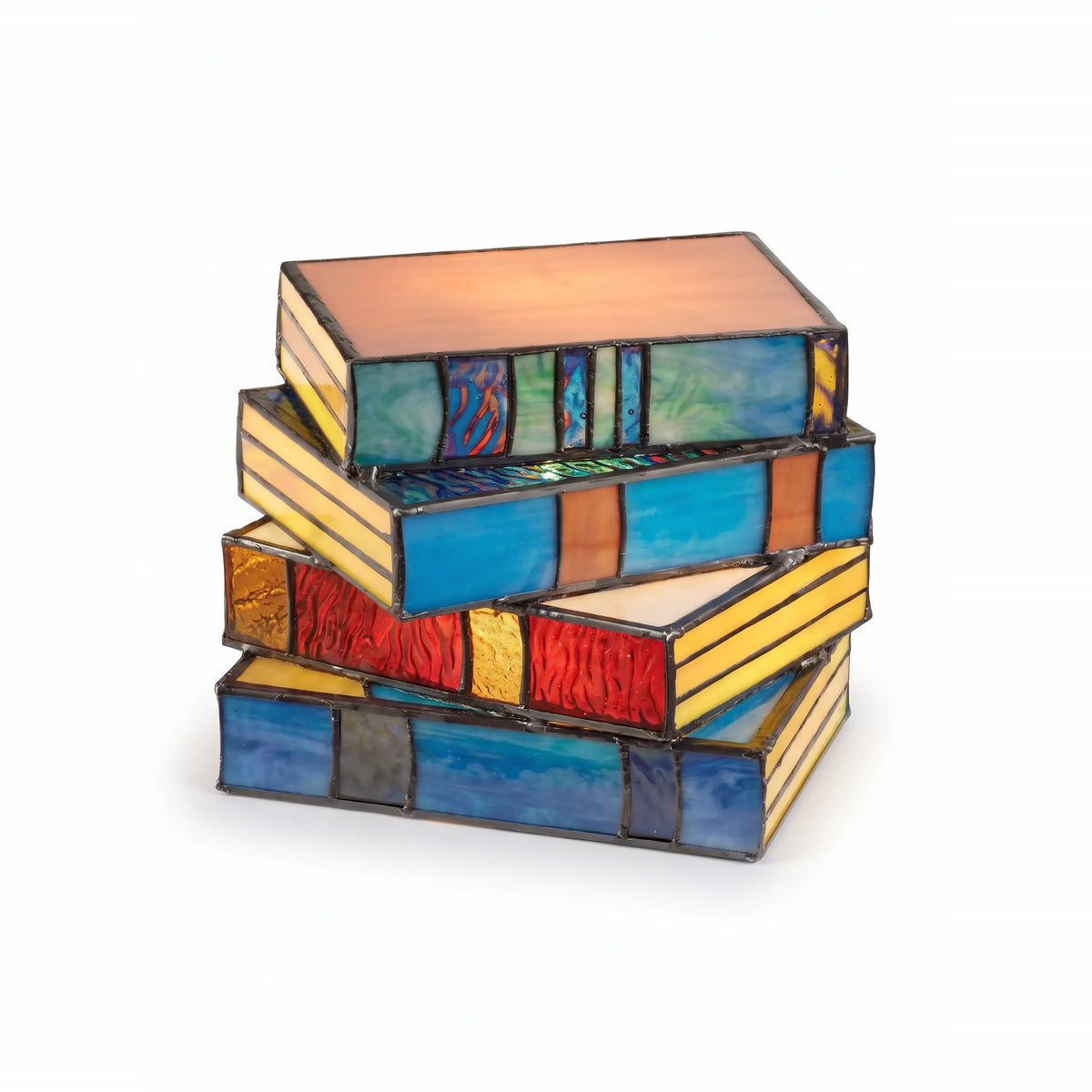 Stained Glass Book Stack Lamp