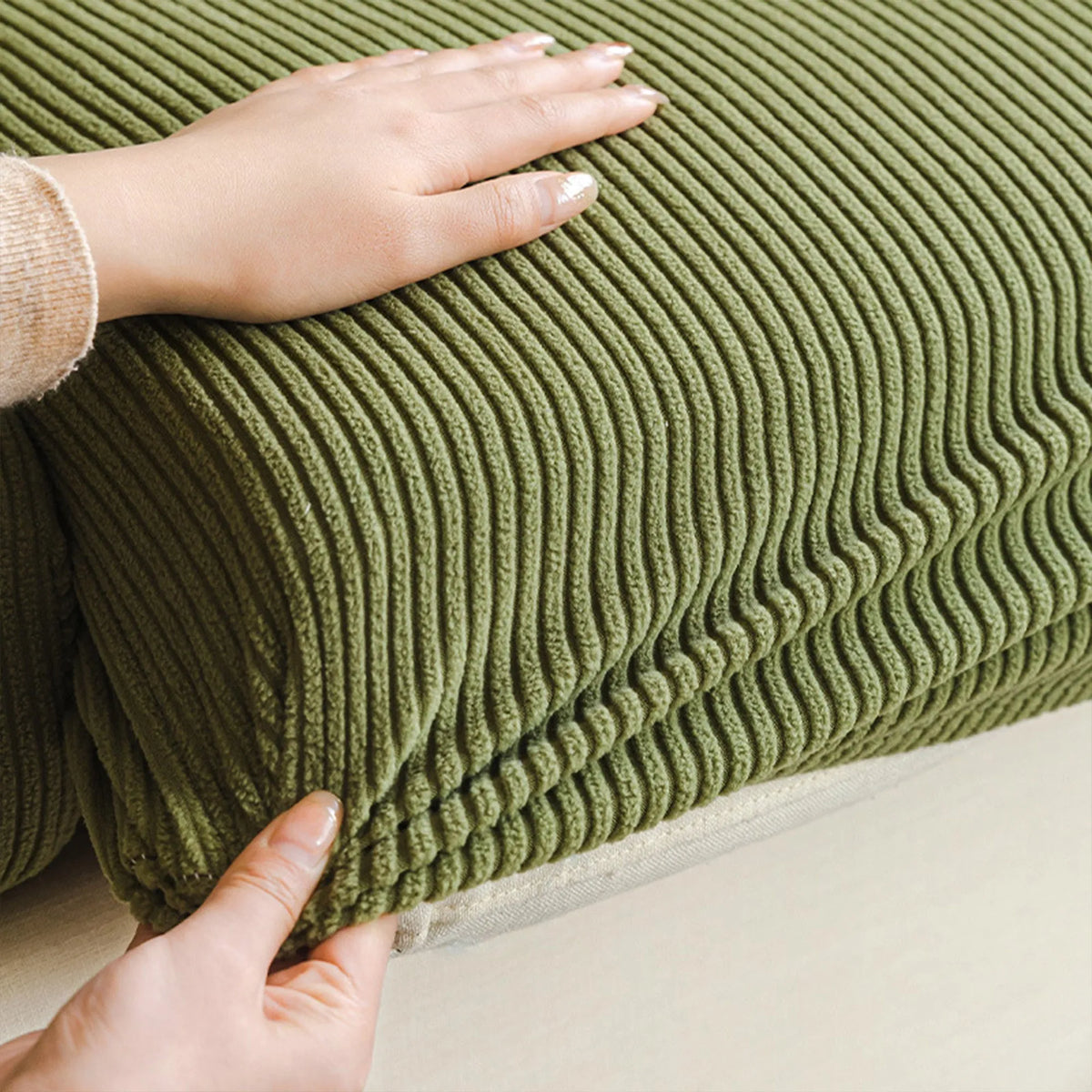 Striped Corduroy Modular Sofa Cover